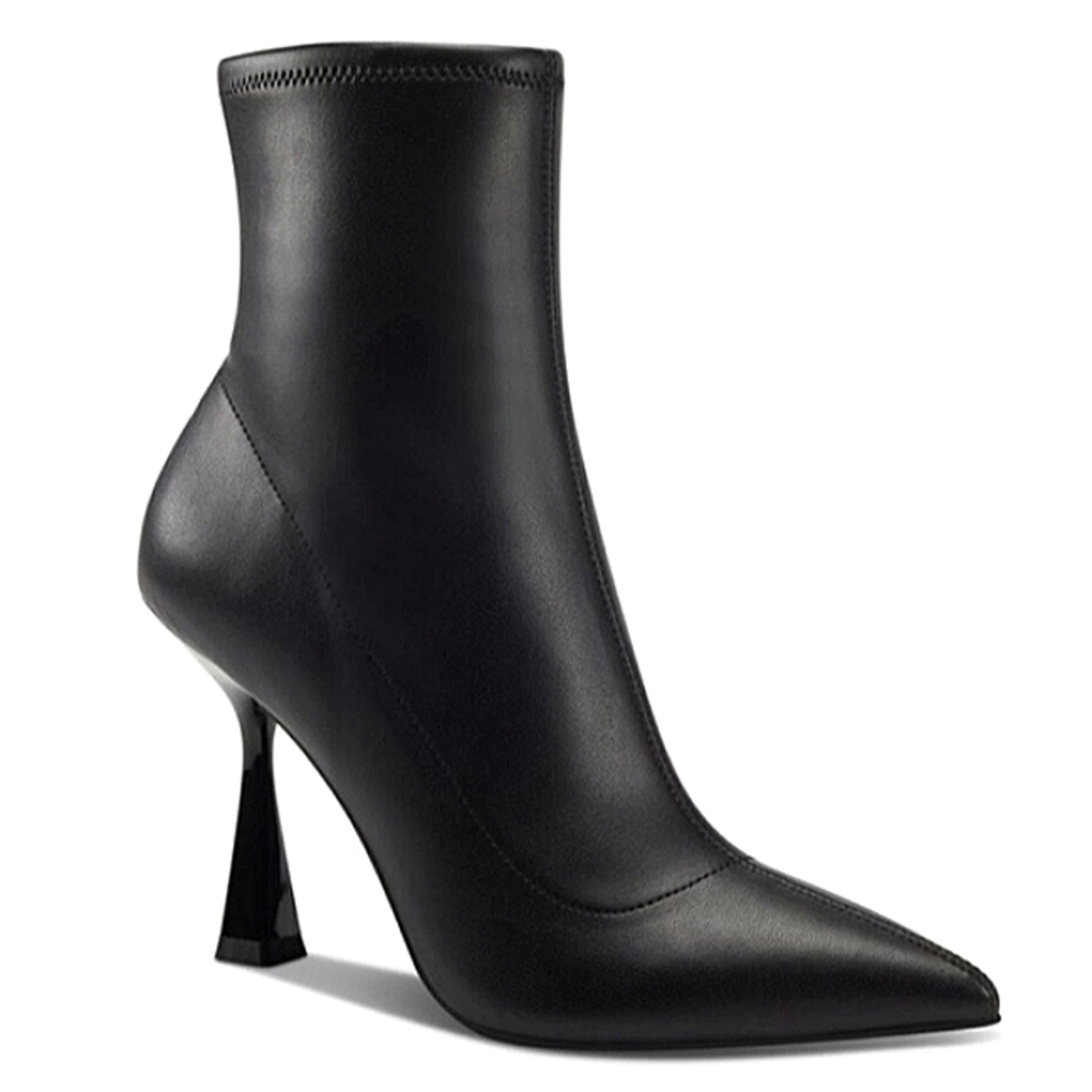 New w/Box Bar III Olevia Black Faux Leather Side-Zip Pointy-Toe Ankle Dress Boot - Picture 2 of 6